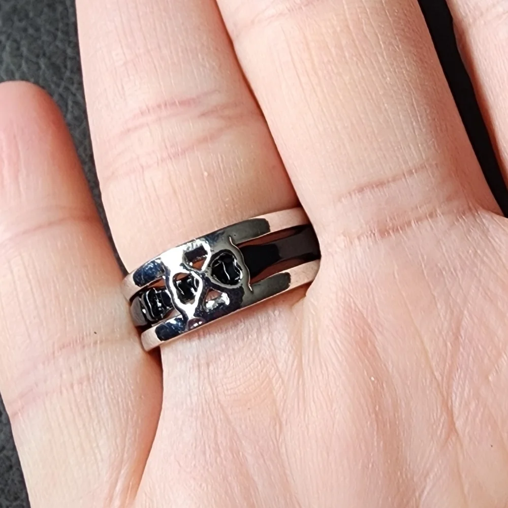 New the Nightmare before Christmas Jack skellington silver ring 2 in 1